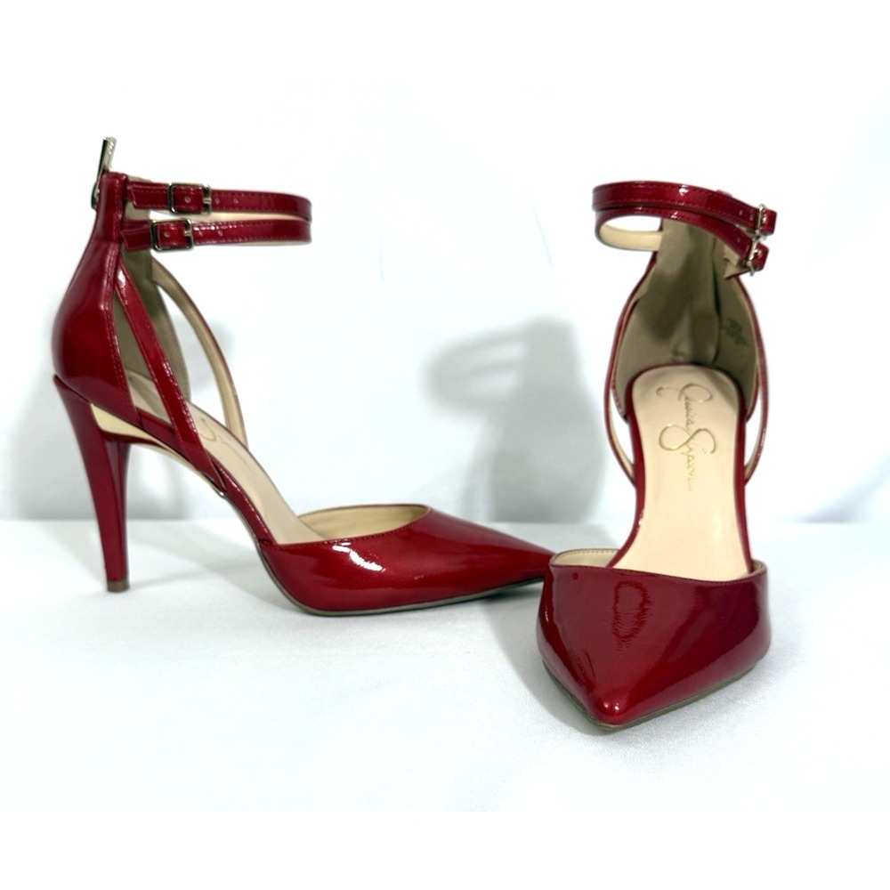 Jessica Simpson Red Patent Leather Stiletto Pumps Heels Womens Size 9M